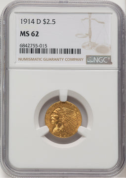 1914-D $2.50 Indian Quarter Eagle NGC MS62 (764971004)
