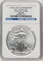 2011 Silver Eagle ER Blue NGC MS70