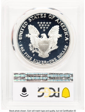 1990-S Proof Silver Eagle 1 oz Blue Gradient PCGS PR70