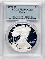 2008-W Proof Silver Eagle 1 oz Blue Label PCGS PR70