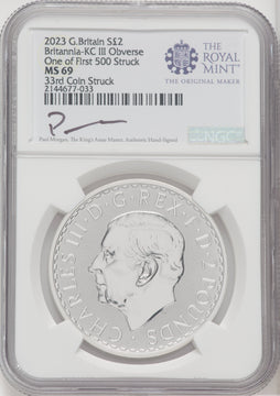2023 G.B. S2 BRITANNIA-KC III OBVERSE 33RD COIN STRUCK Royal Succession NGC MS69