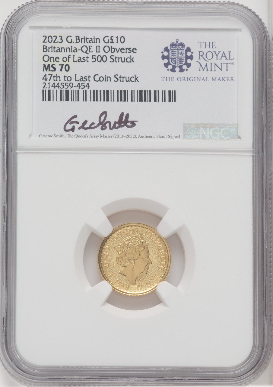 2023 G.Britain G£100 Britannia-QE Obverse 5-Coin Set One of Last 500 Struck NGC MS70
