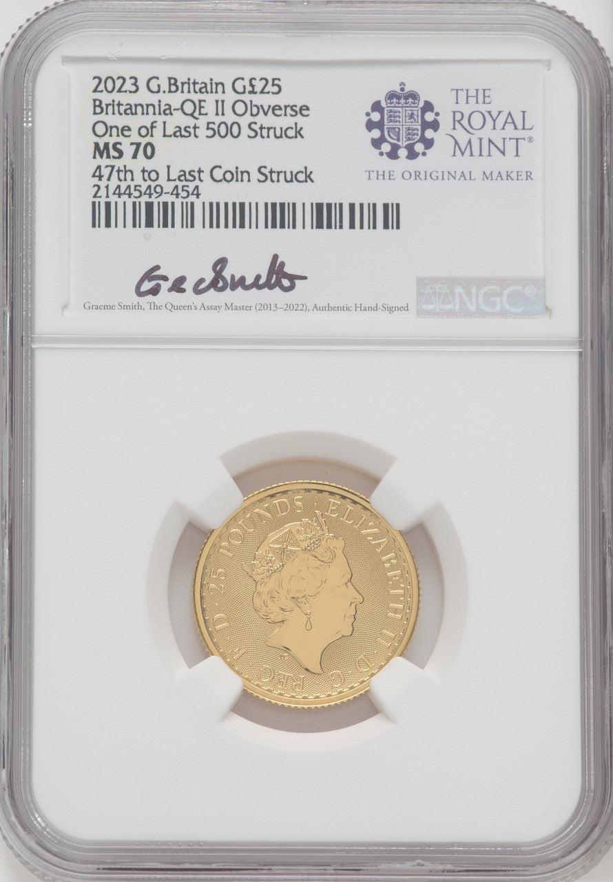 2023 G.Britain G£100 Britannia-QE Obverse 5-Coin Set One of Last 500 Struck NGC MS70