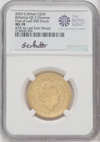 2023 G.Britain G£100 Britannia-QE Obverse 5-Coin Set One of Last 500 Struck NGC MS70