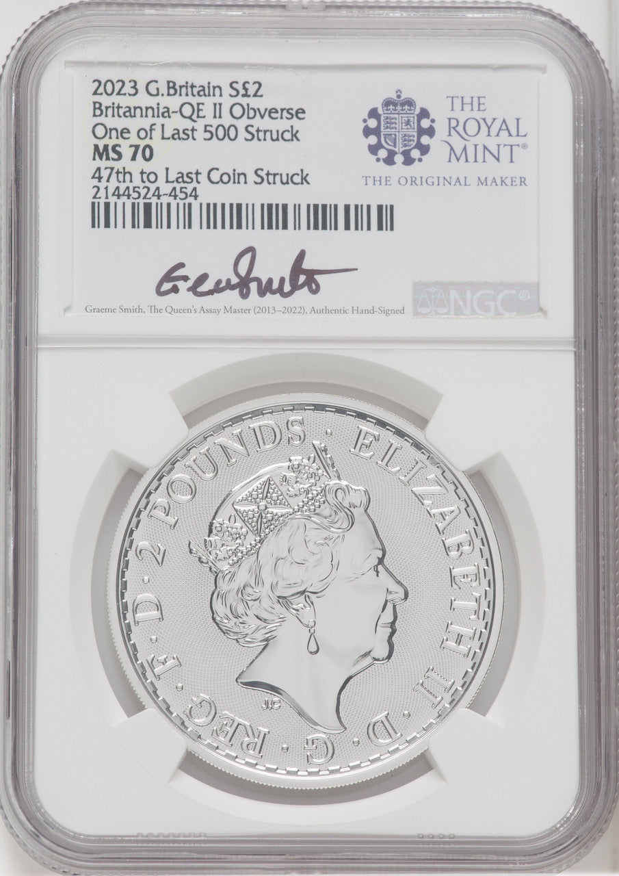 2023 G.Britain G£100 Britannia-QE Obverse 5-Coin Set One of Last 500 Struck NGC MS70