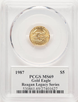 1987 Gold Eagle 1/10 oz Reagan Legacy Series Michael Reagan PCGS MS69