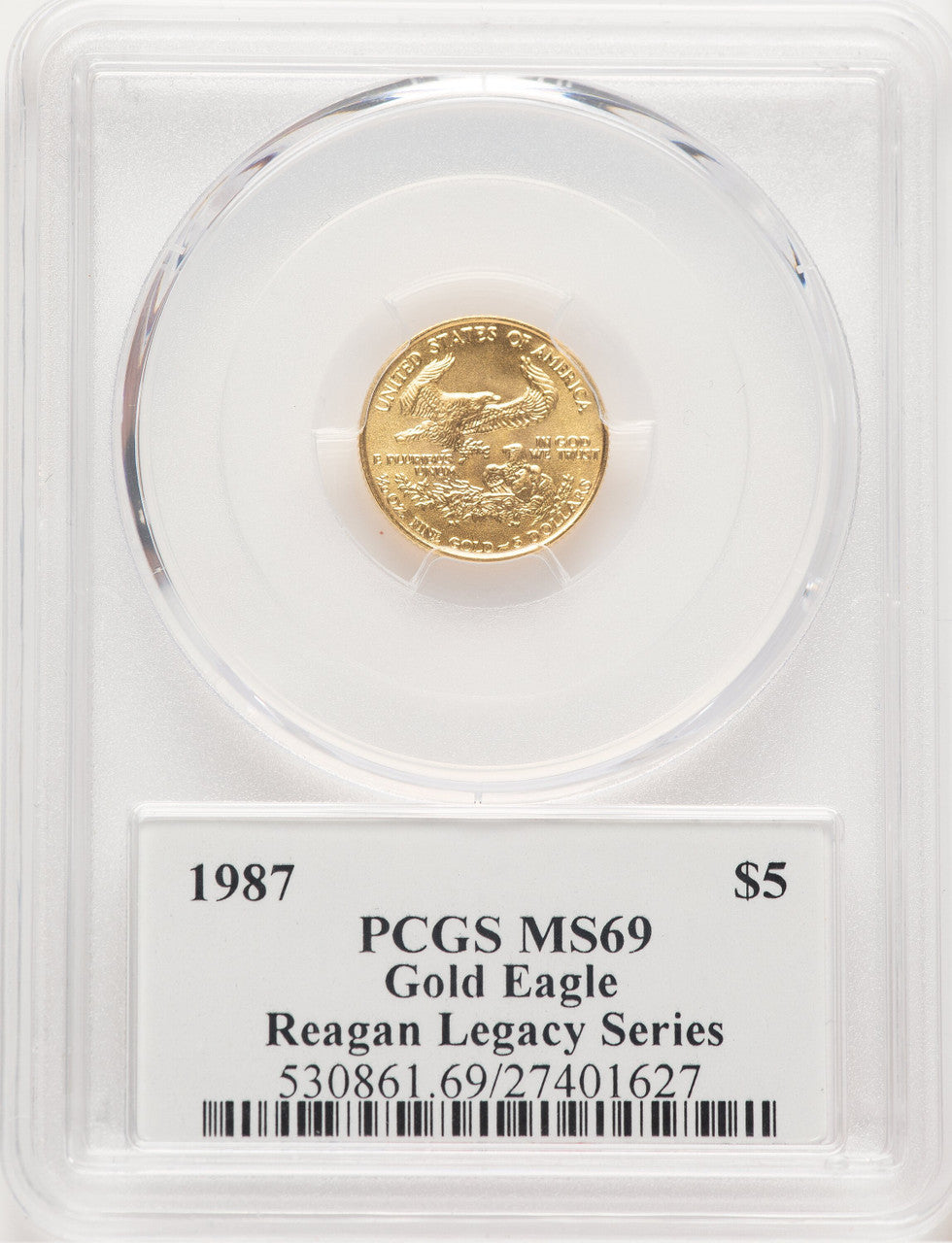 1987 Gold Eagle 1/10 oz Reagan Legacy Series Michael Reagan PCGS MS69