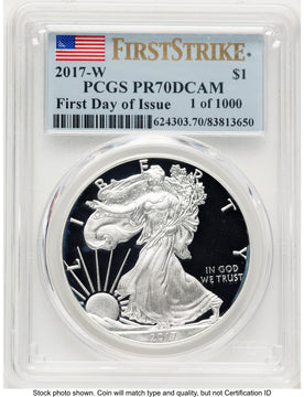 2017-W Proof Silver Eagle 1 oz FDI FS Flag PCGS PR70