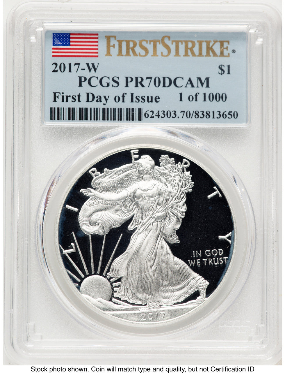 2017-W Proof Silver Eagle 1 oz FDI FS Flag PCGS PR70