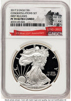 2017-S Proof Silver Eagle Congratulations Set 1 oz FR 225th Anniversary Label NGC PF70