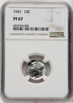 1941 1C-50C Proof Set Proof Sets NGC PF64-67