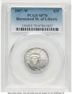 2007-W Burnished Platinum Eagle 1/4 oz Blue Gradient PCGS MS70