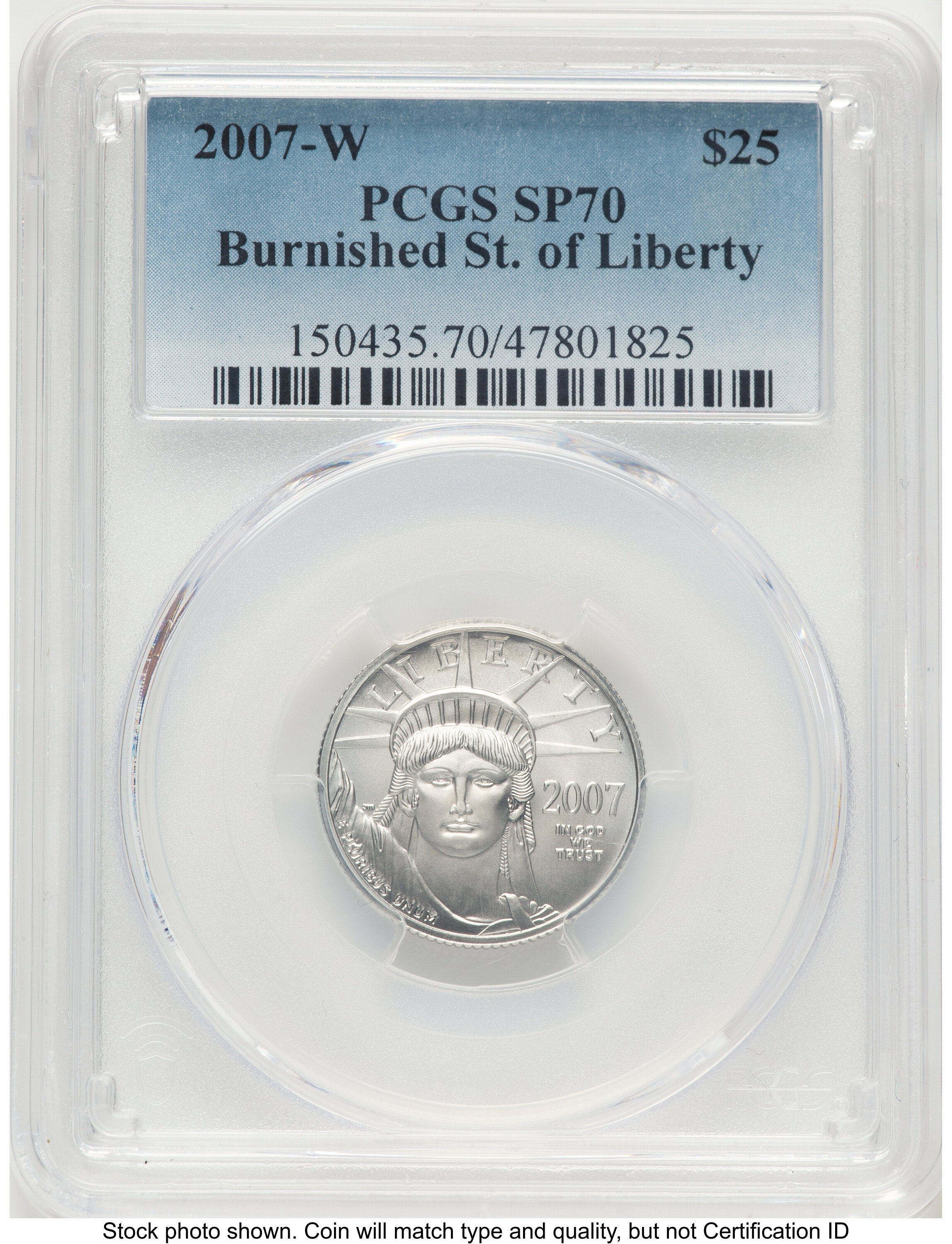 2007-W Burnished Platinum Eagle 1/4 oz Blue Gradient PCGS MS70