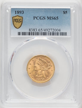 1893 $5 Liberty Half Eagle PCGS MS65 (765830023)