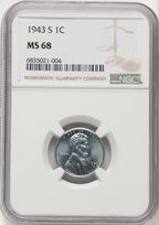 1943-S 1C Lincoln Cent NGC MS68