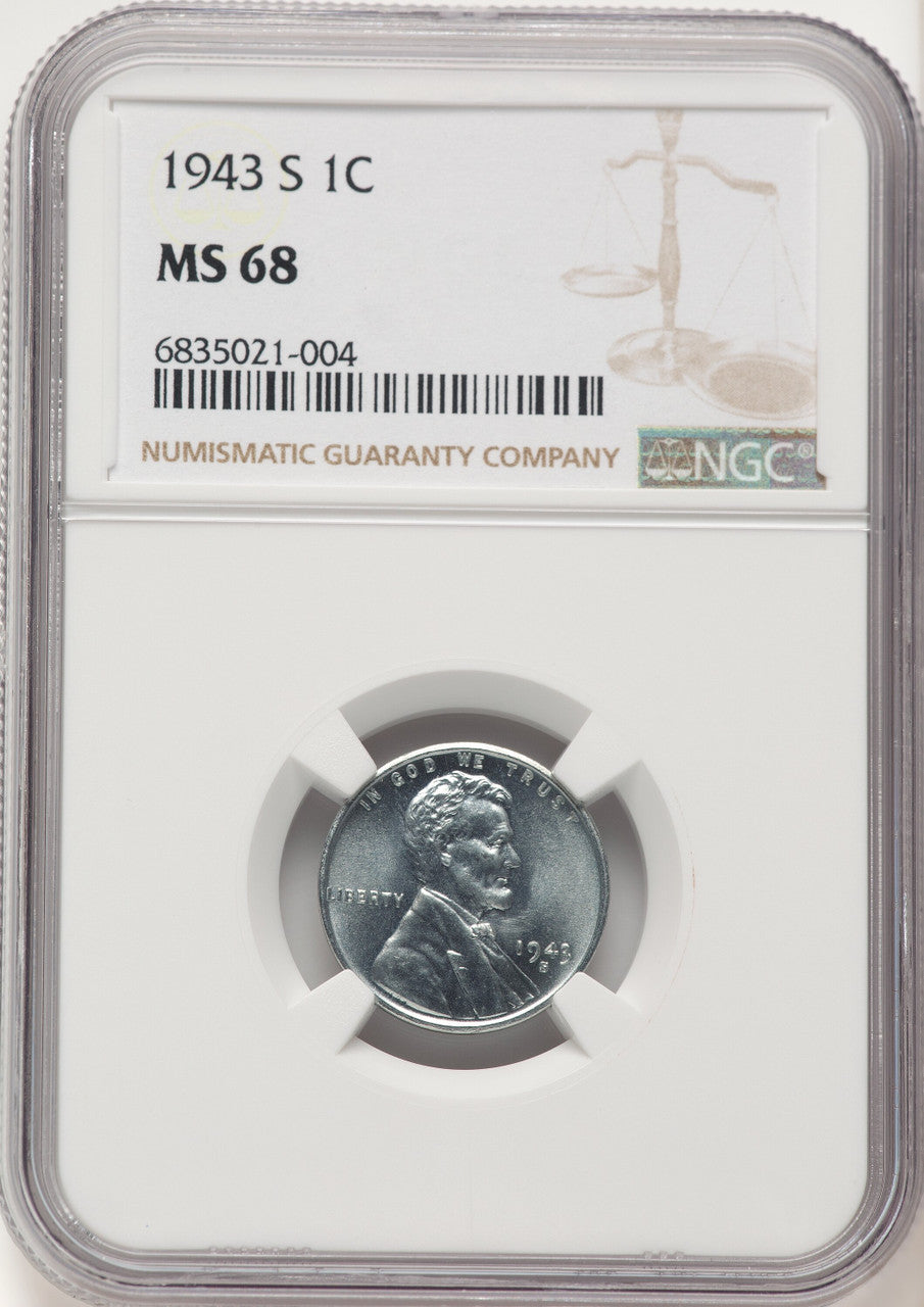 1943-S 1C Lincoln Cent NGC MS68