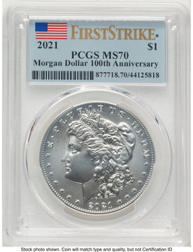 2021 6 Coin Morgan & Peace Dollar Set FS Flag PCGS MS70