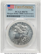 2021 6 Coin Morgan & Peace Dollar Set FS Flag PCGS MS70