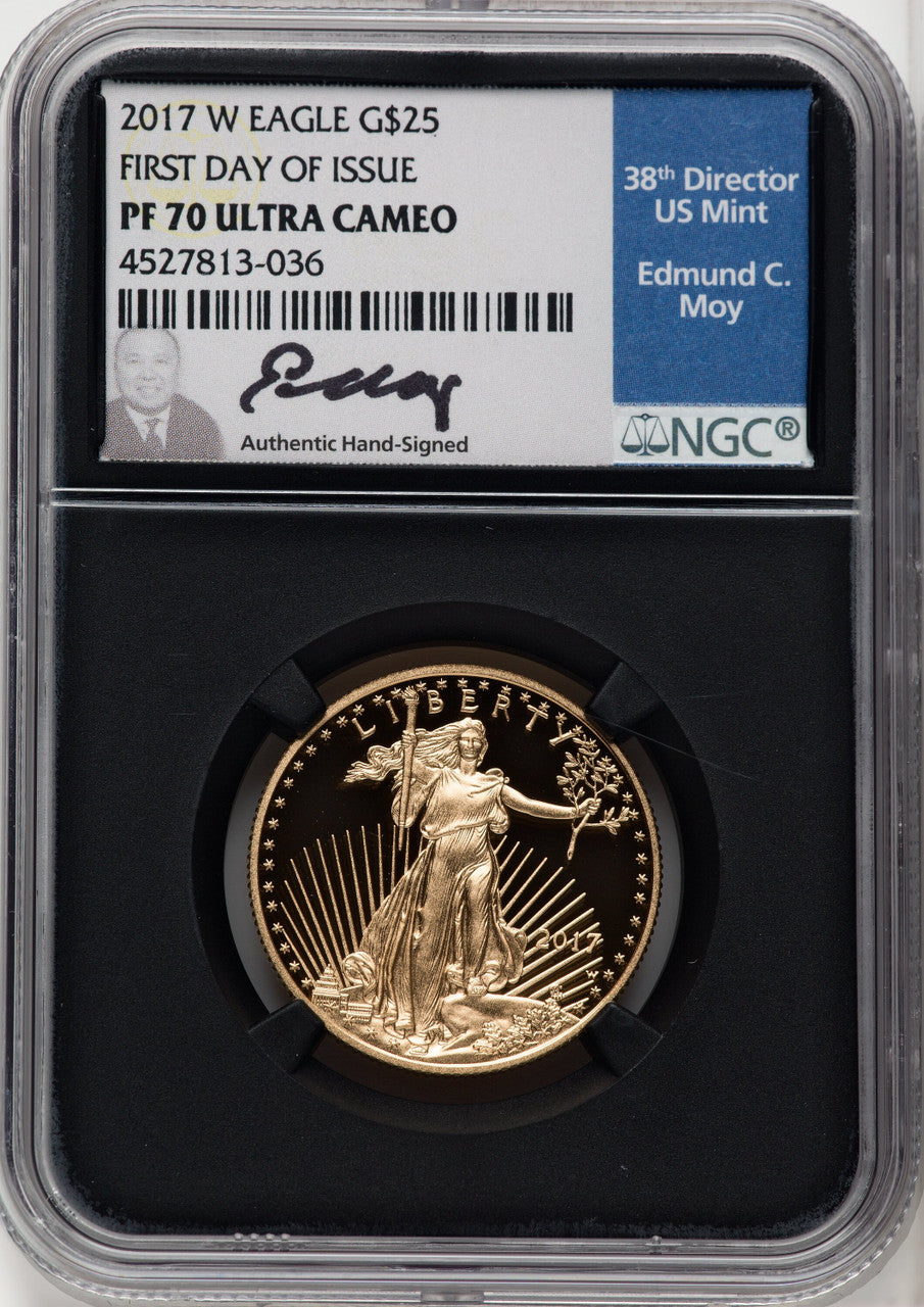 2017-W 4-Coin Set Gold American Eagle ER Blue NGC PF70 Moy Signed