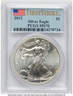 2012 Silver Eagle FS Flag PCGS MS70