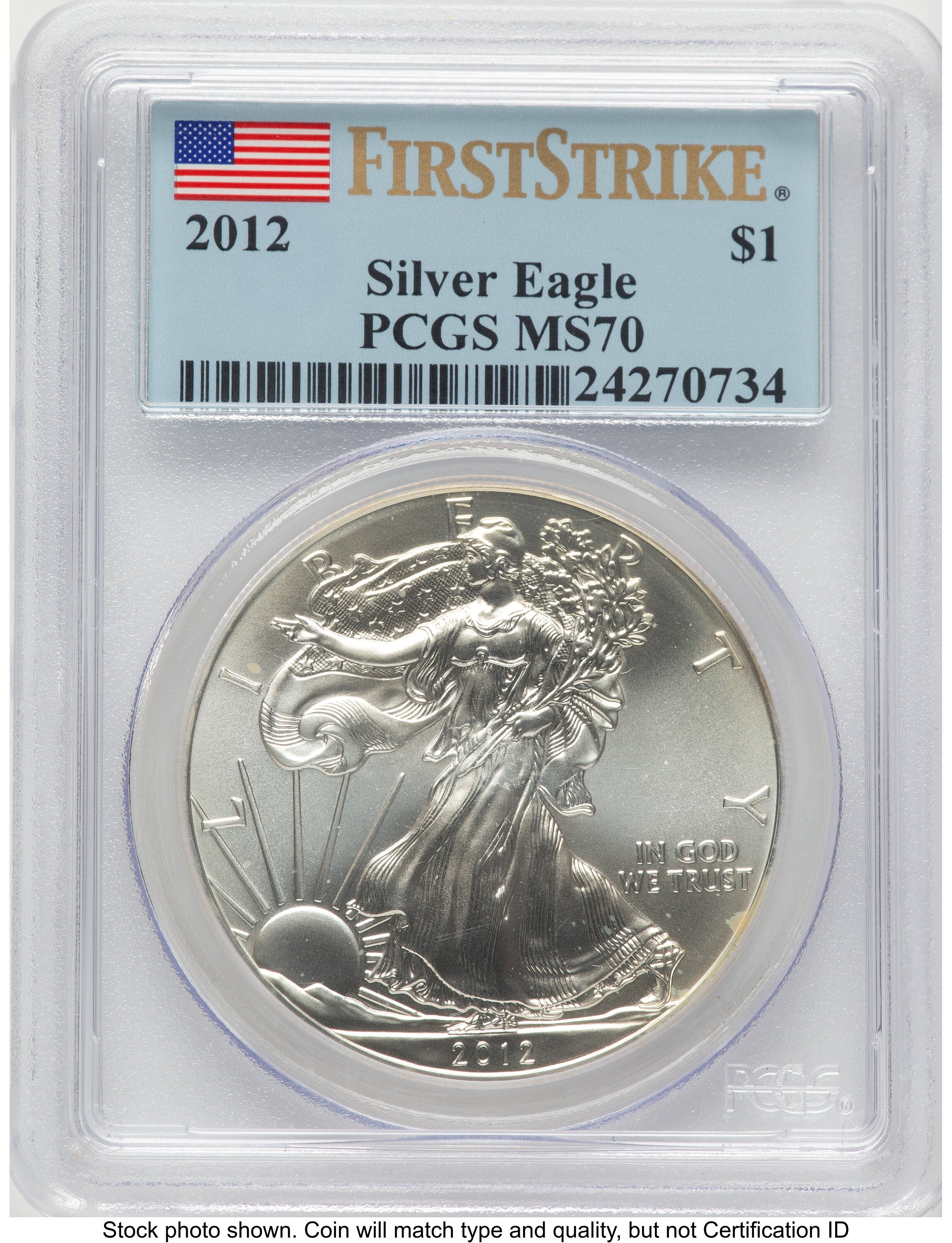 2012 Silver Eagle FS Flag PCGS MS70