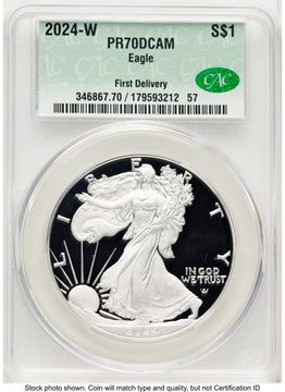 2024-W Proof Silver Eagle 1 oz First Delivery CACG PR70