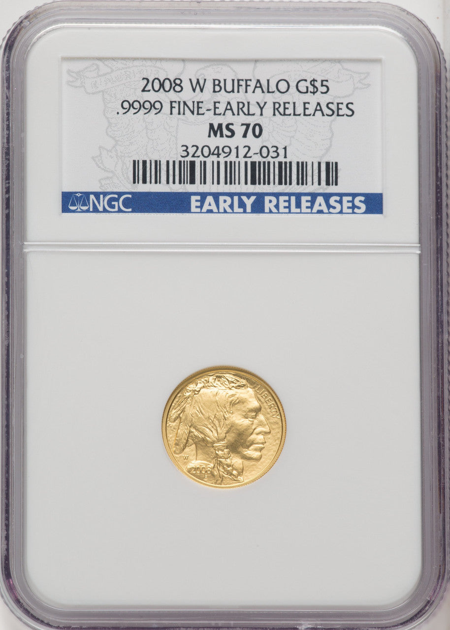 2008-W 4-Coin Set Gold Buffalos ER Blue Label NGC MS70