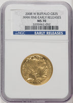 2008-W 4-Coin Set Gold Buffalos ER Blue Label NGC MS70