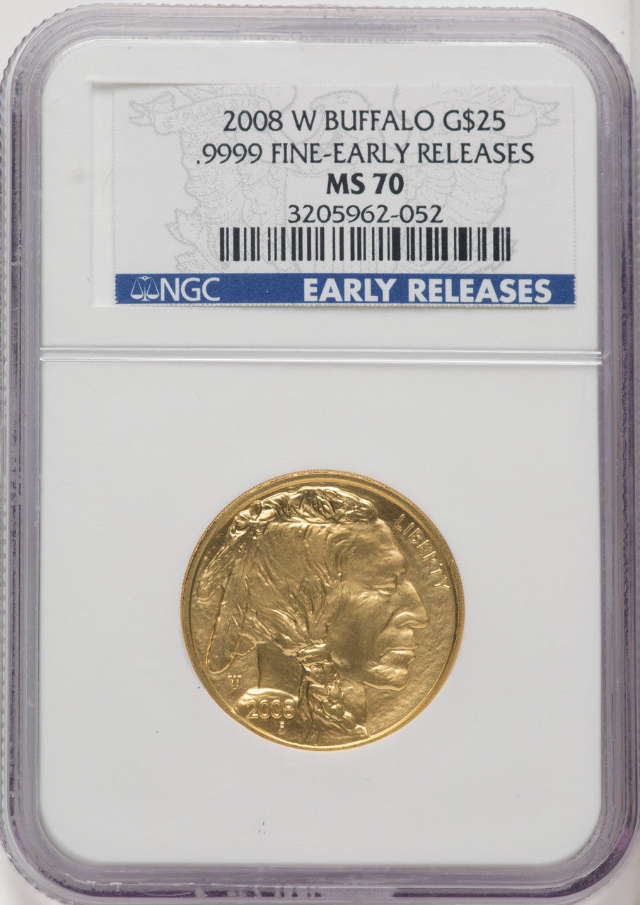 2008-W 4-Coin Set Gold Buffalos ER Blue Label NGC MS70