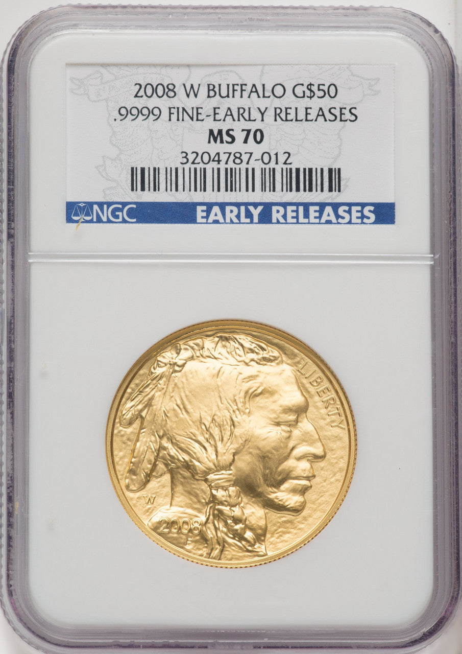 2008-W 4-Coin Set Gold Buffalos ER Blue Label NGC MS70
