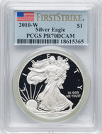 2010-W Proof Silver Eagle 1 oz FS Flag PCGS PR70