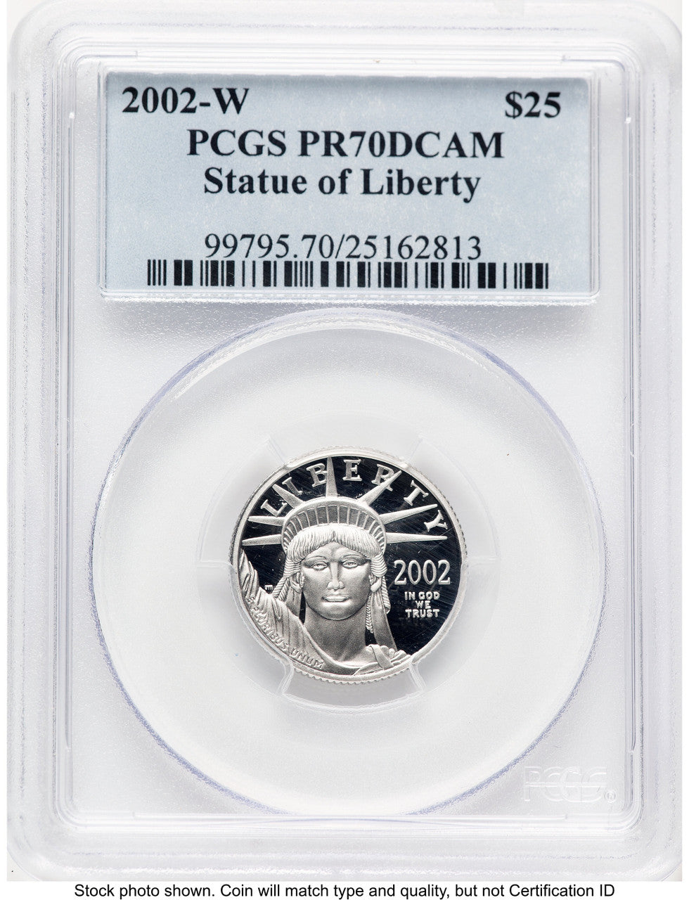 2002-W Proof Platinum Eagle 1/4 oz Blue Label PCGS PR70 (767230027)
