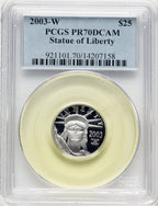 2003-W Proof Platinum Eagle 1/4 oz Blue Label PCGS PR70