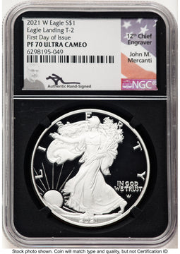 2021-W TY2 Proof Silver Eagle 1 oz FDI John NGC PF70 Mercanti