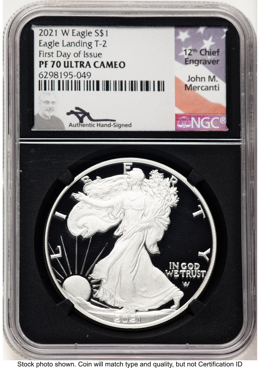 2021-W TY2 Proof Silver Eagle 1 oz FDI John NGC PF70 Mercanti