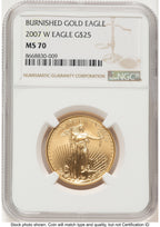 2007-W Burnished Gold Eagle 1/2 oz 0.50 oz Brown Label NGC MS70