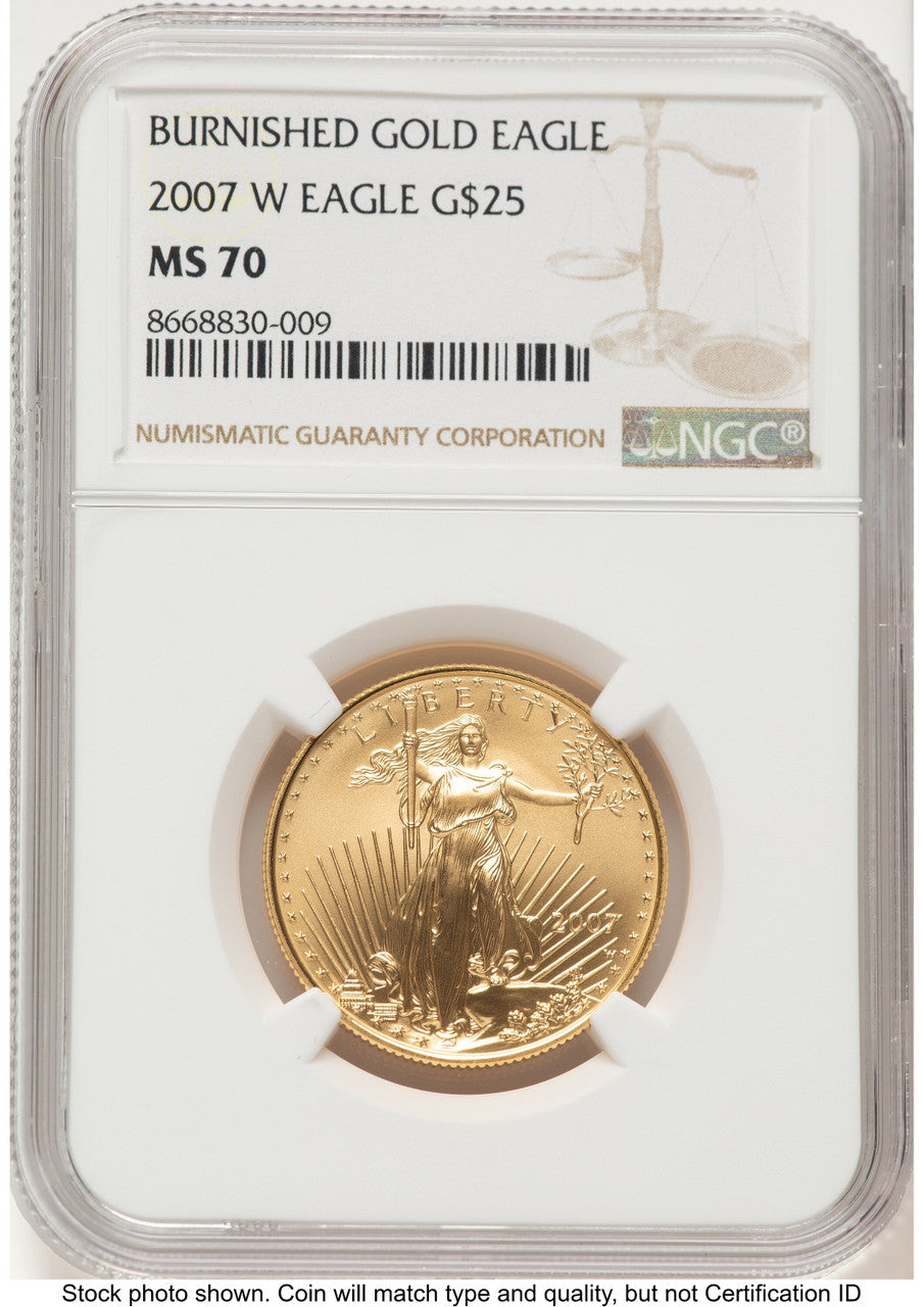 2007-W Burnished Gold Eagle 1/2 oz 0.50 oz Brown Label NGC MS70