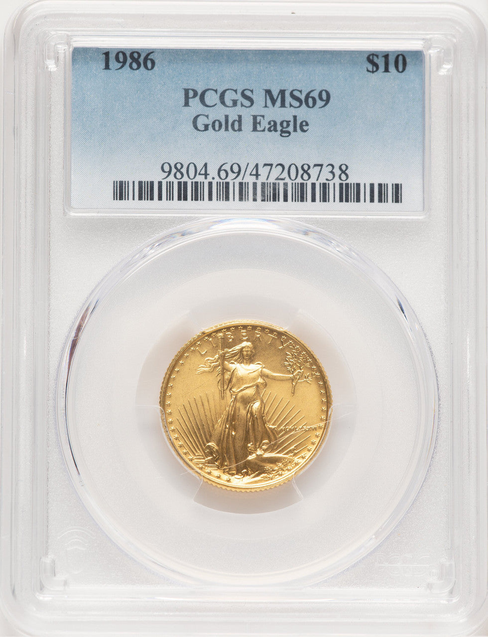 1986 Gold Eagle 1/4 oz Blue Gradient PCGS MS69