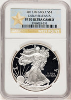 2013-W Proof Silver Eagle 1 oz ER West Point Star Label NGC PF70