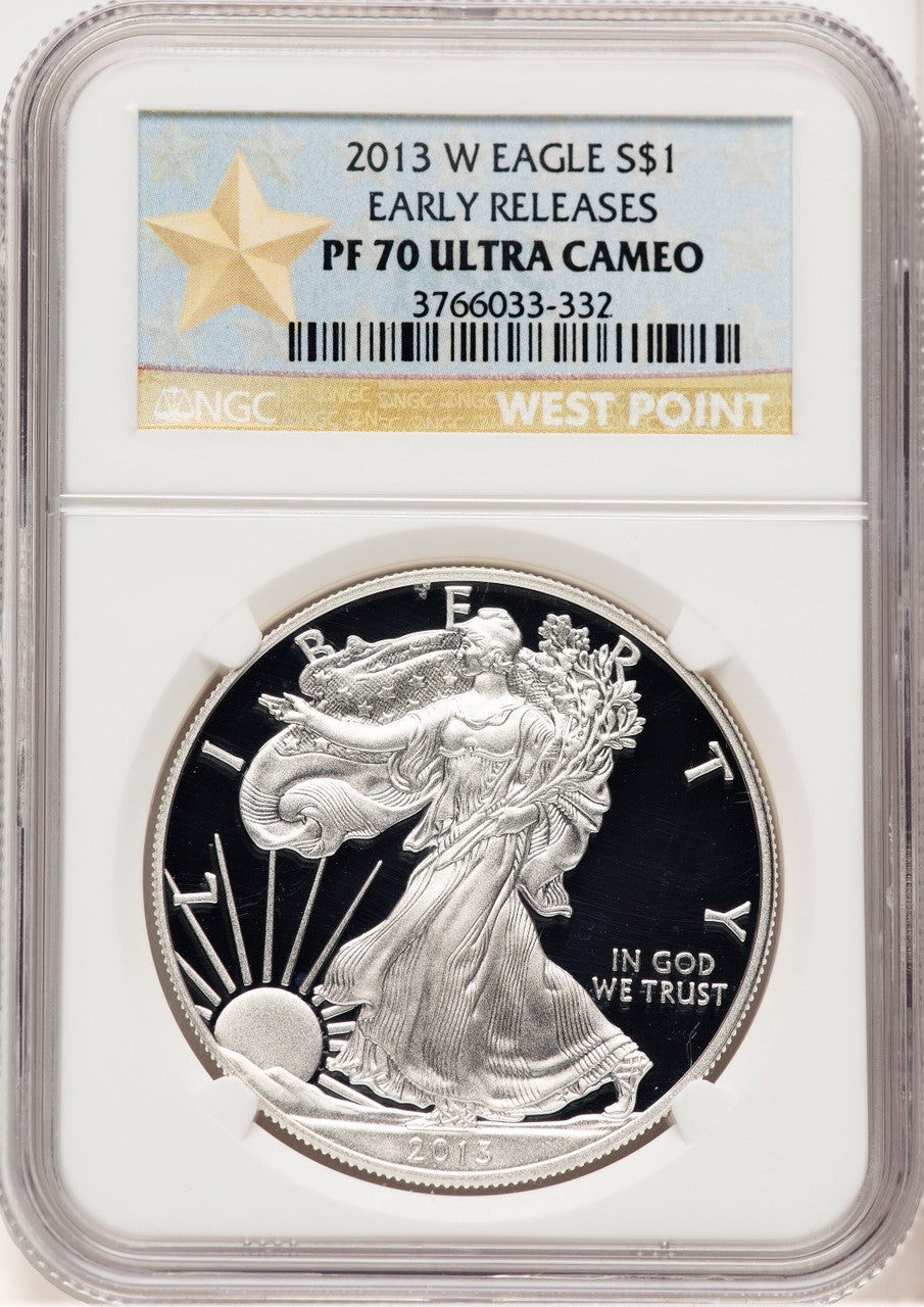 2013-W Proof Silver Eagle 1 oz ER West Point Star Label NGC PF70