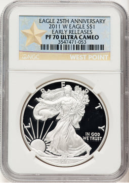 2011-W Proof Silver Eagle 1 oz ER West Point Star Label NGC PF70