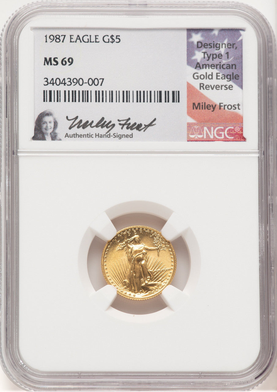 1987 Gold Eagle 1/10 oz Miley Frost NGC MS69