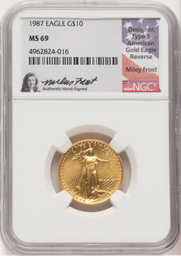 1987 Gold Eagle 1/4 oz Miley Frost NGC MS69