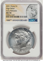 2021 Peace Dollar ER Peace Label NGC MS70