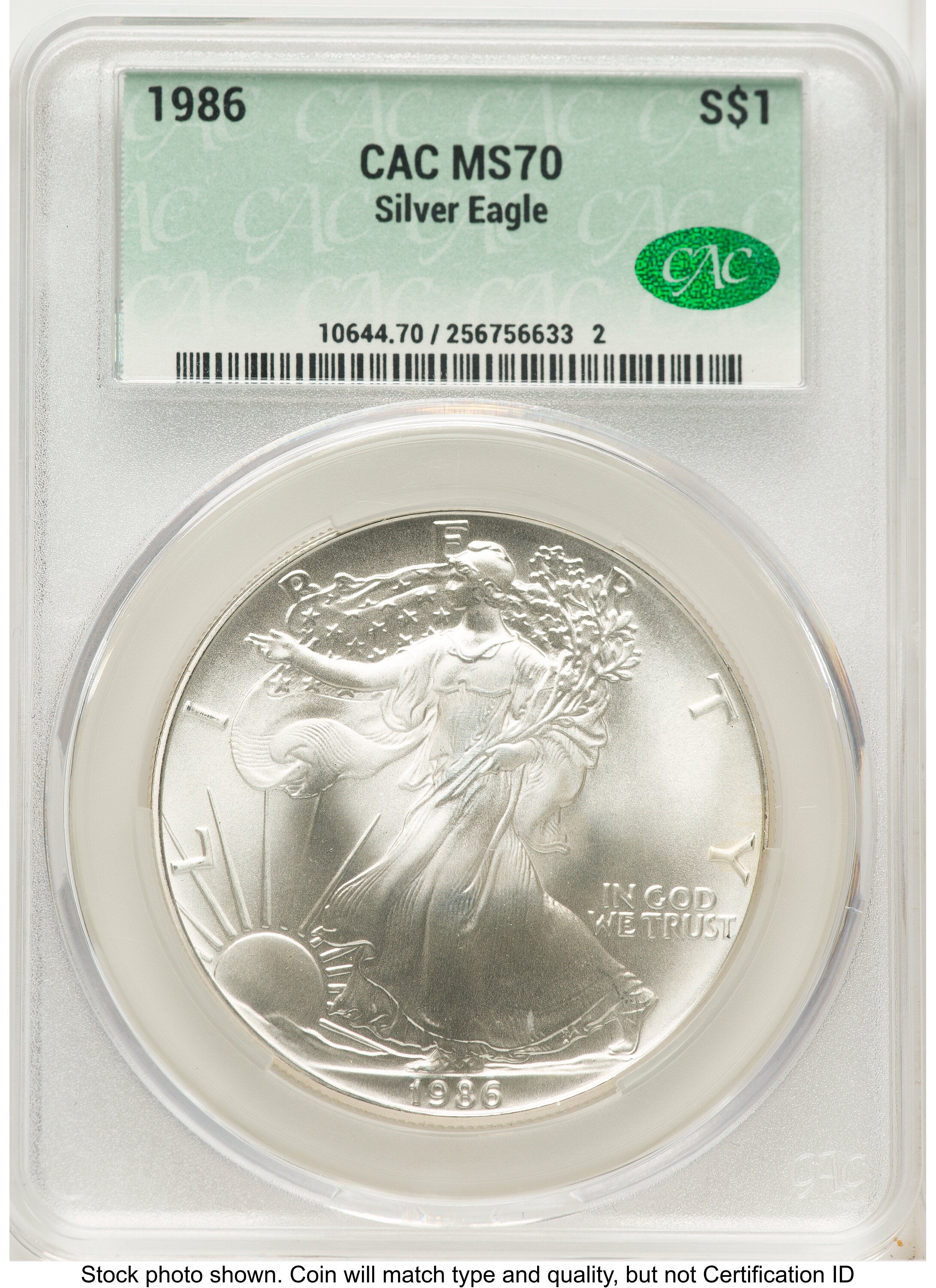1986 Silver Eagle Non Designation CACG MS70