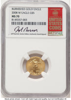 2008-W Burnished Gold Eagle 1/10 oz Jeff Garrett Red Book NGC MS70