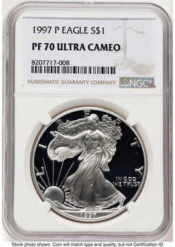 1997-P Proof Silver Eagle 1 oz Brown Label NGC PF70