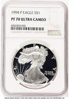 1994-P Proof Silver Eagle 1 oz Brown Label NGC PF70