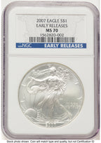 2007 Silver Eagle ER Blue NGC MS70