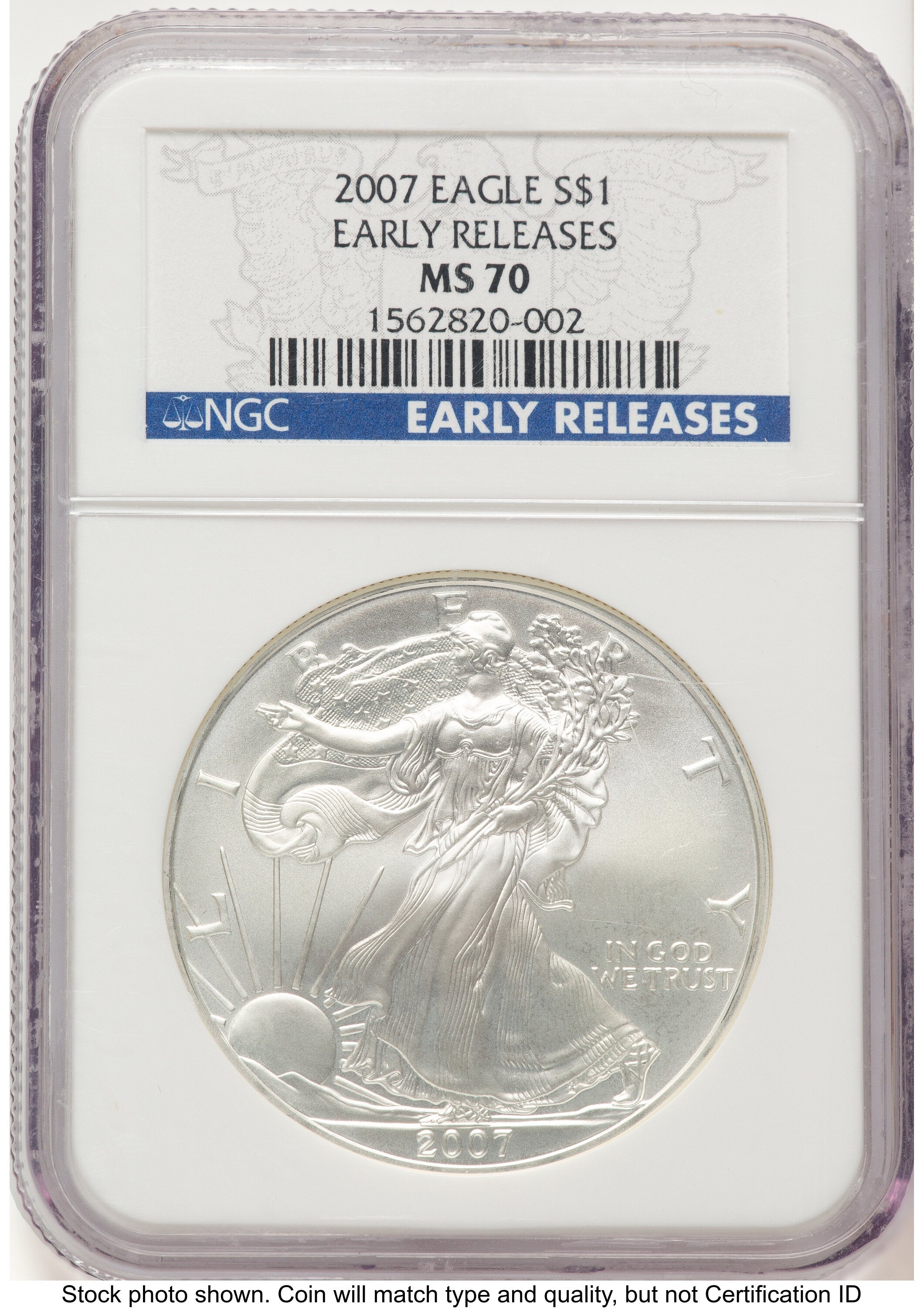 2007 Silver Eagle ER Blue NGC MS70